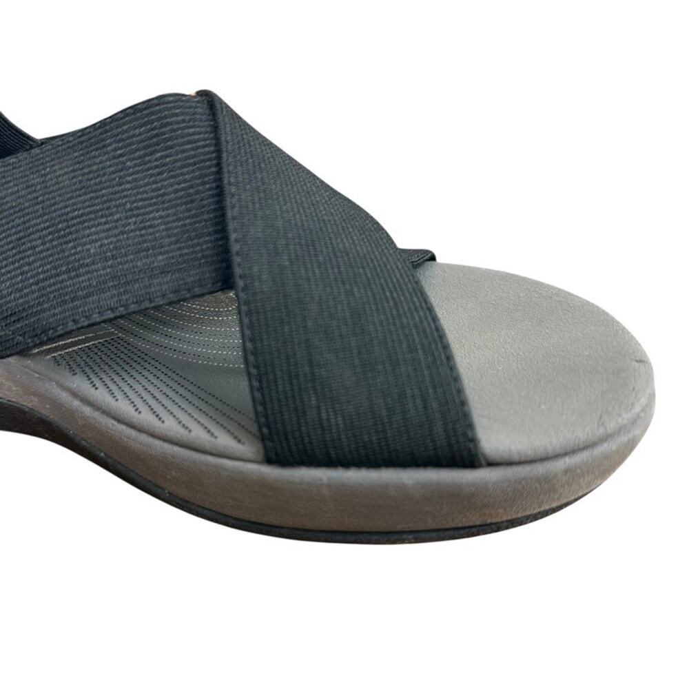 Clarks Arla Kaydin Black Slingback Wedge Sandals Wide Strap Comfort Shoes sz 10 - Picture 2 of 16